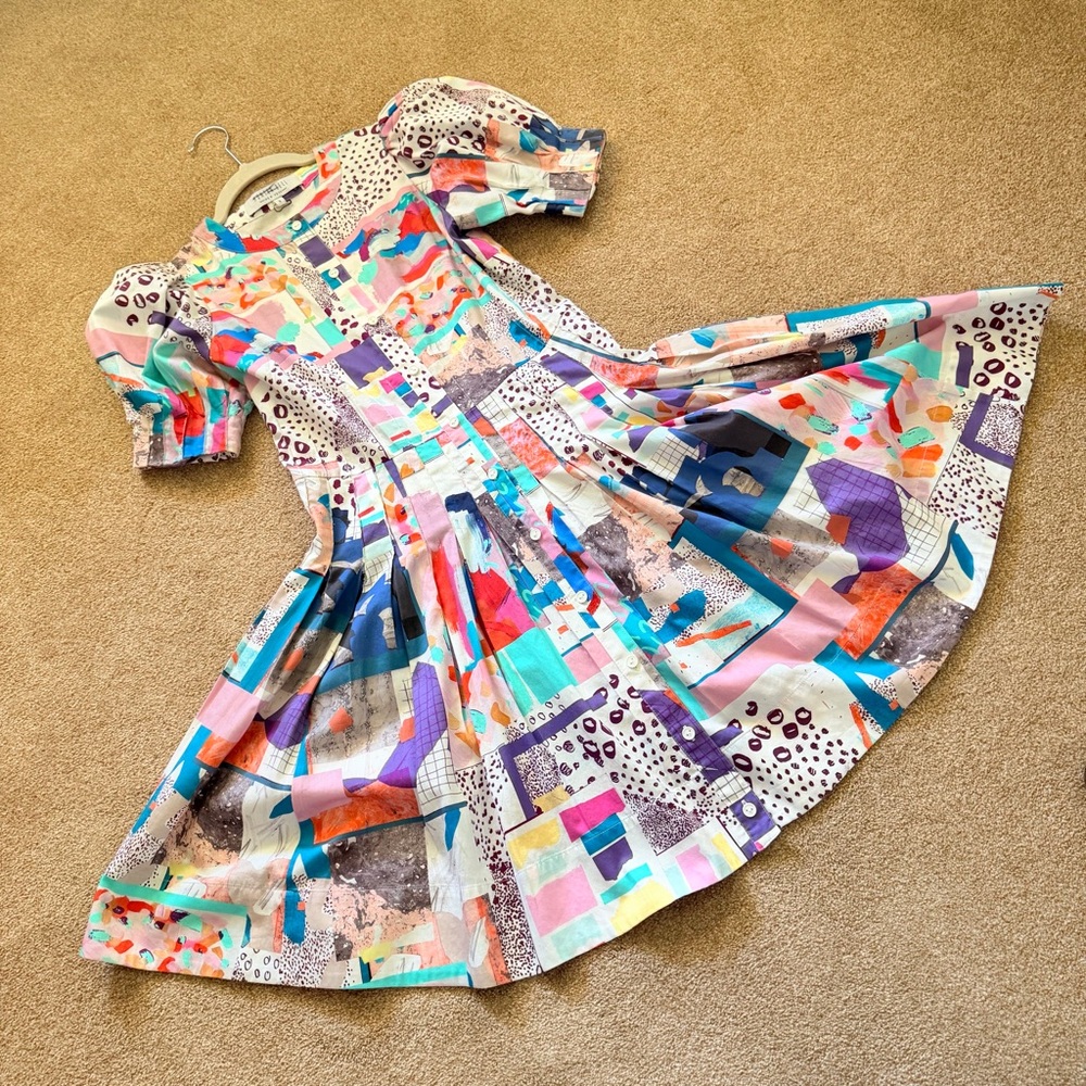 HUNTER BELL Multicolor Abstract Patchwork Mini Dr… - image 9